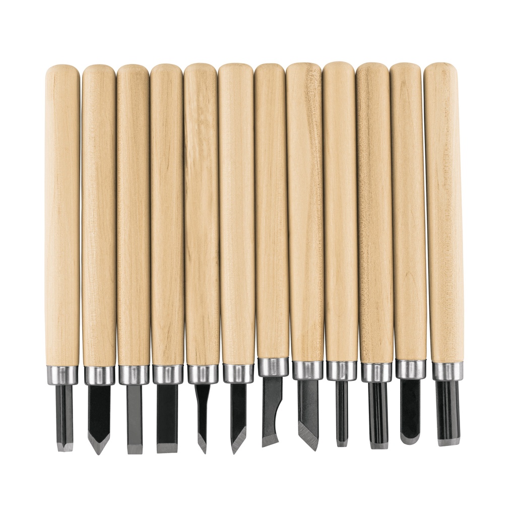 JGM-12P | Juego de 12 gurbias escolares para madera, Pretul