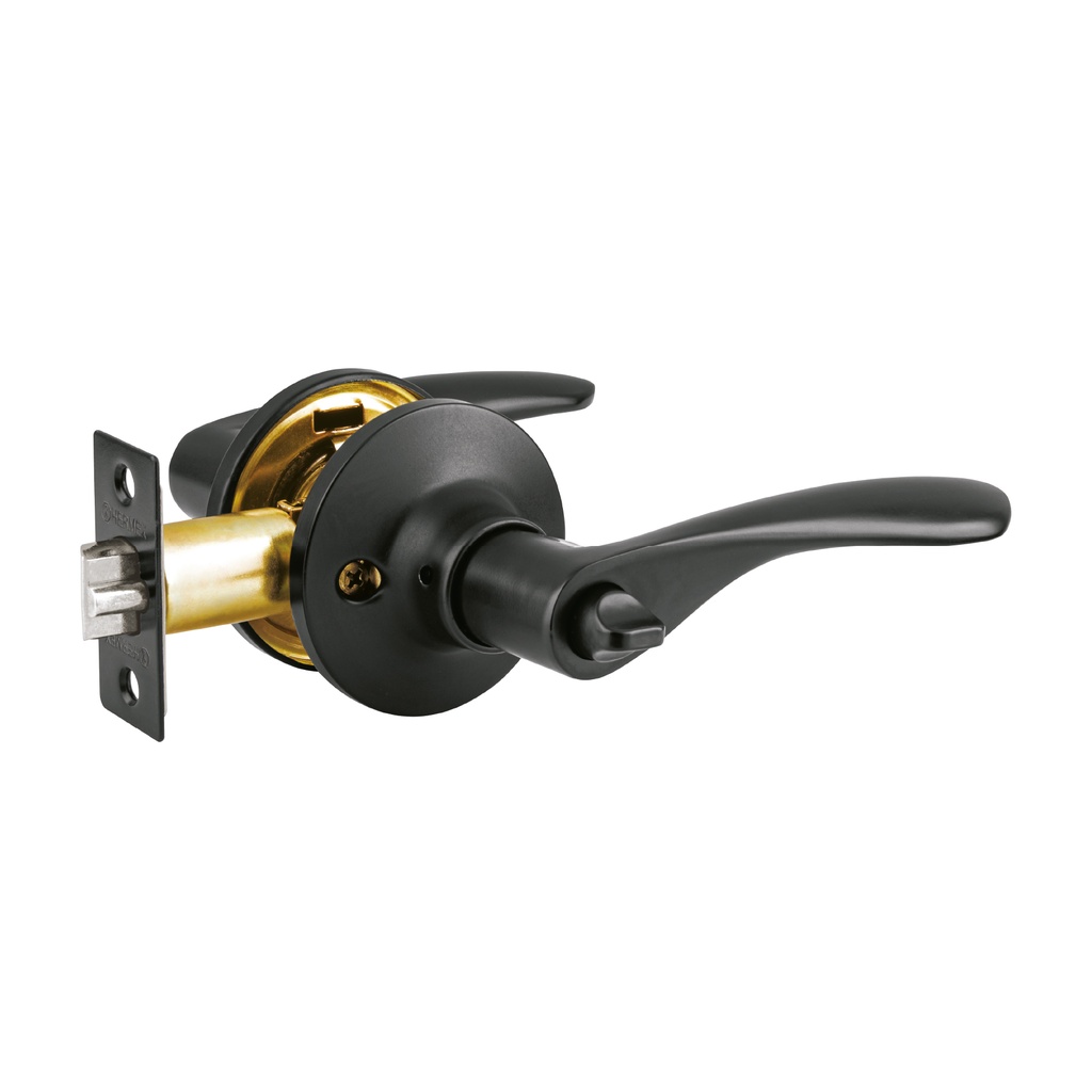 CEMA-6RB | Cerradura manija 'Milán' p/recámara, negro, cil latón, Basic