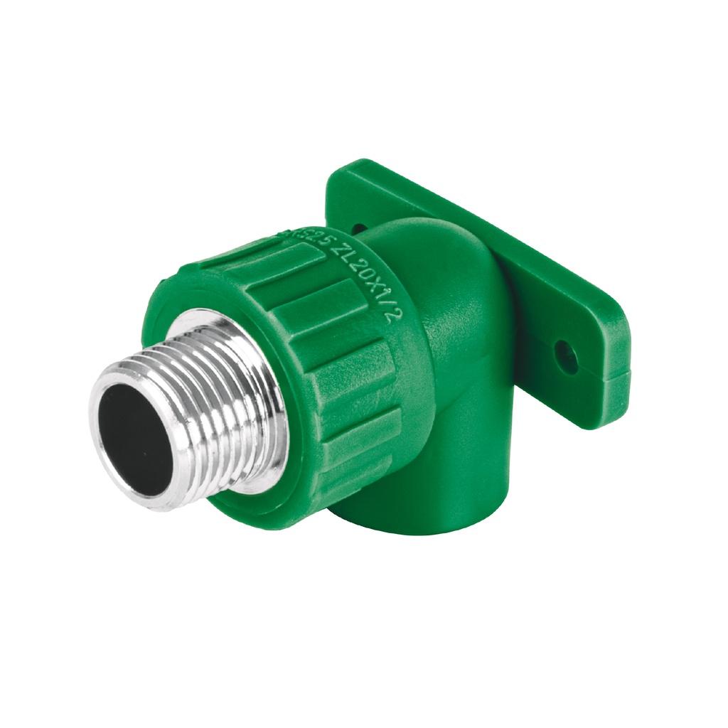 CV-591 | Codo oreja 90° PPR,  1/2', macho con inserto metálico, Foset