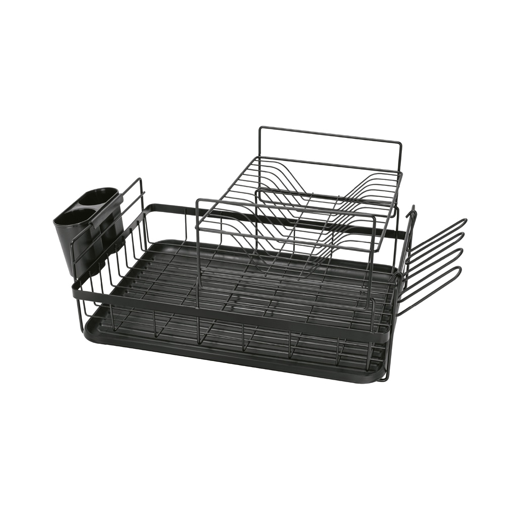 ETR-4 | Escurridor negro de acero con 2 niveles para trastes, grande