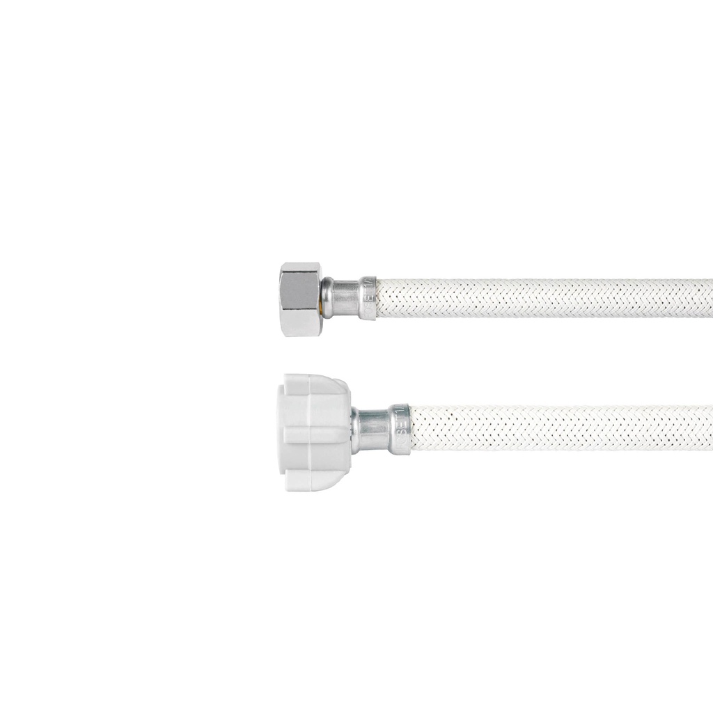 FWC-P60B | Manguera p/WC vinilo blanco 1/2'x7/8', 60cm, plástico/latón