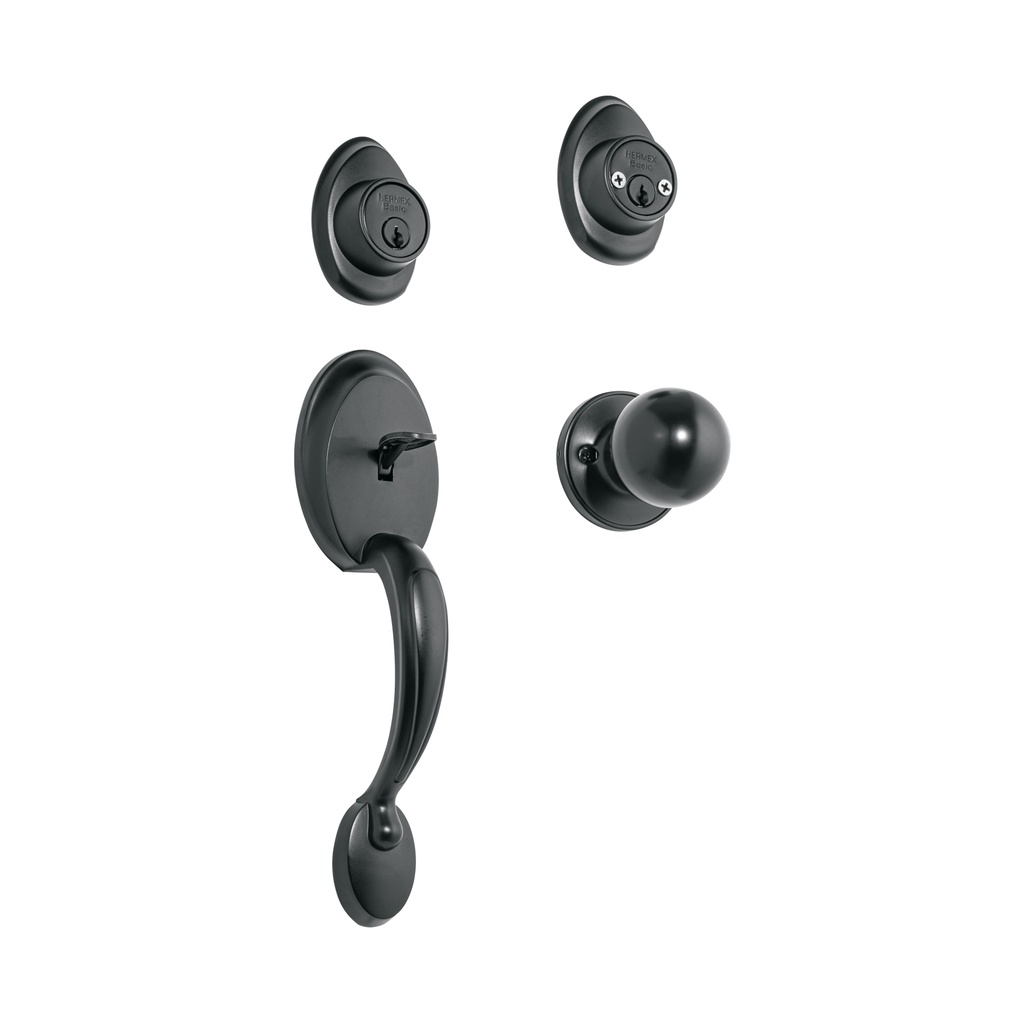 CEP-62PJP | Jaladera, perilla y cerrojo llave-llave, negro, Basic