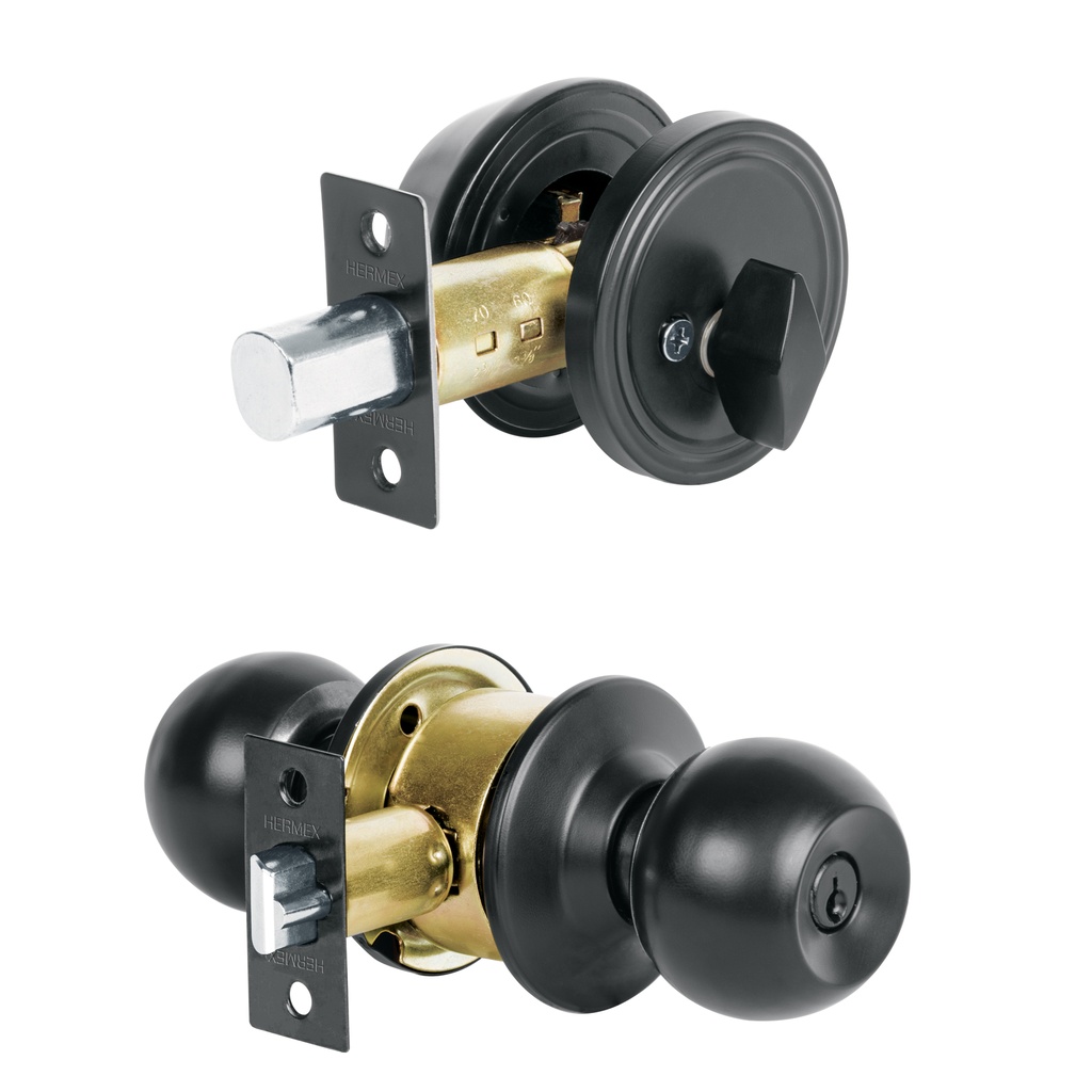 CMB-61P | Combo cerraduras, llave-mariposa, Negro, Hermex Basic