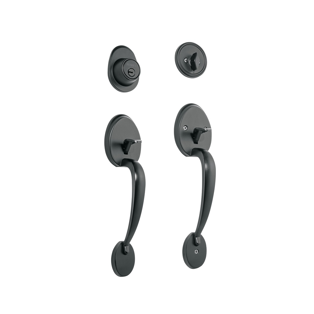 CEP-61JJ | Doble jaladera, perilla y cerrojo llave-mariposa, negro