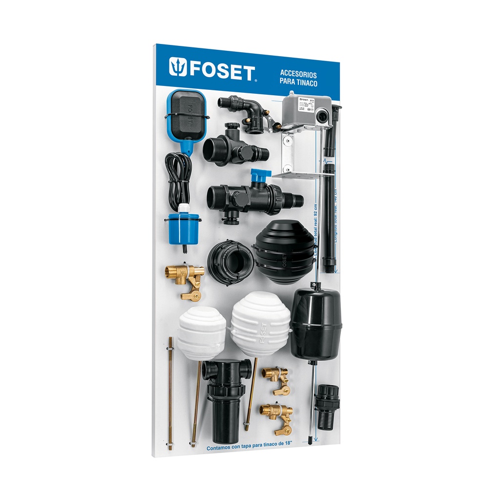 EX-ATIN-FOS | Exhibidor de accesorios para tinaco, Foset