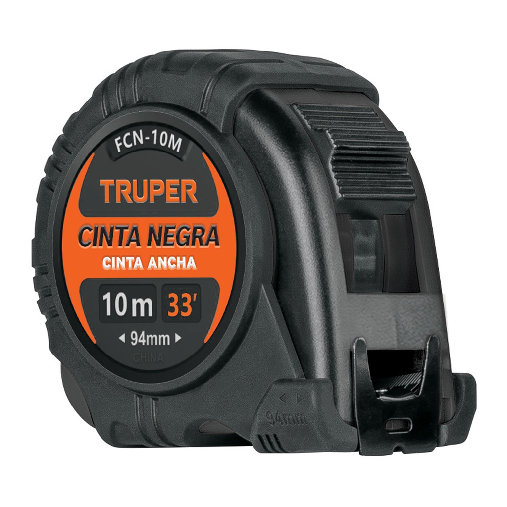FCN-10M | Flexómetro contra impactos 10 m, Cinta Negra 32 mm, Truper