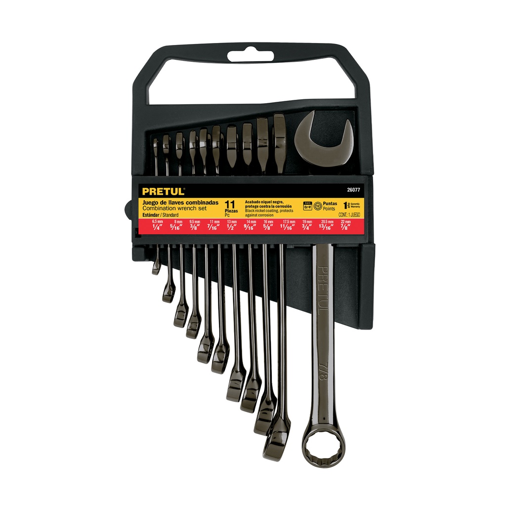 J-2011PG | Juego de 11 llaves combinadas std, acabado gun metal, Pretul