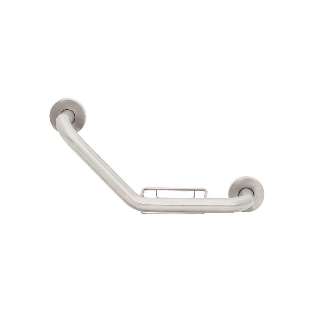 BARS-40AJ | Barra angular con jabonera, acero inox, 1-1/4' x 40cm, Foset