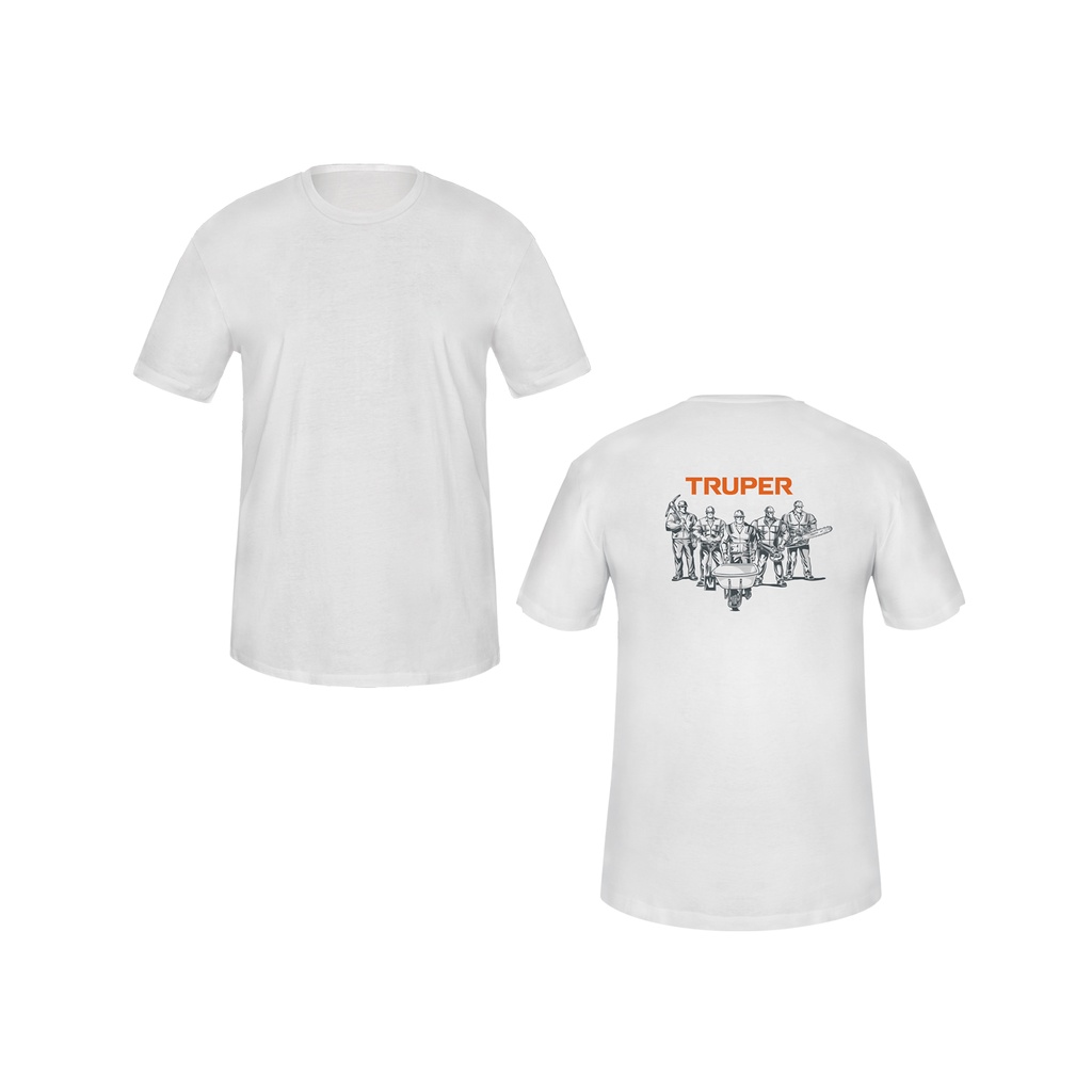 CAM-BLA-38 | Playera cuello redondo para hombre, blanca, M, Truper