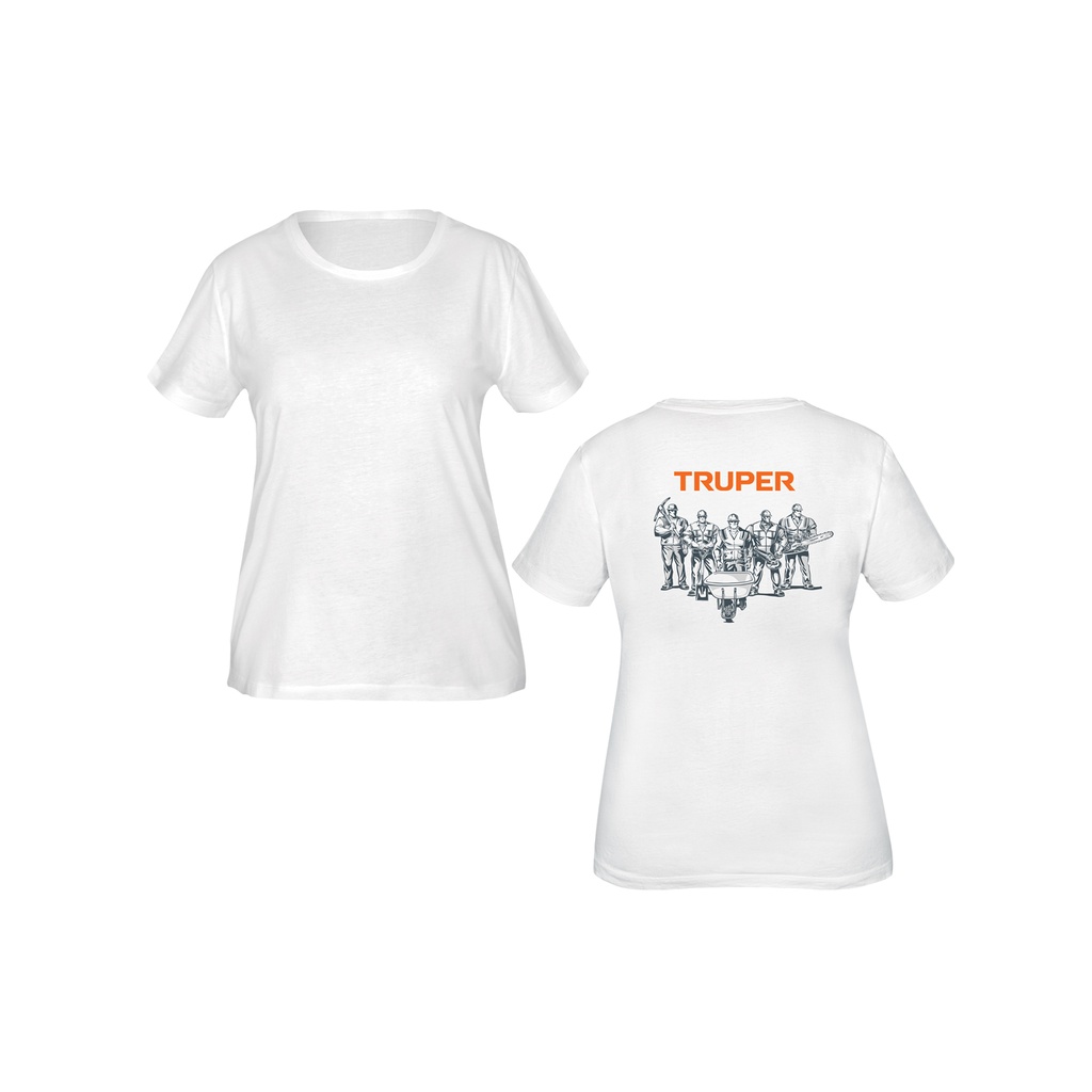 CAM-BLA-26D | Playera cuello redondo para mujer, blanca, CH, Truper