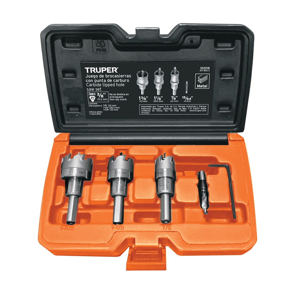 KIT-BSC-3 | Juego de 3 brocasierras de carburo de tungsteno, Truper