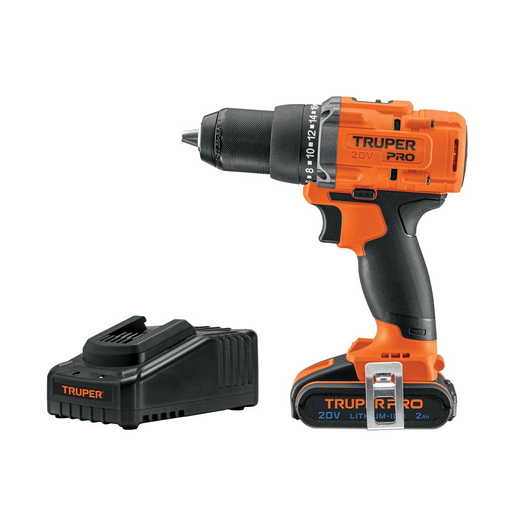 TALI-20A2 | Taladro inal. 1/2', 20V, 1 bat. 2Ah, 1 carg. TRUPER PRO
