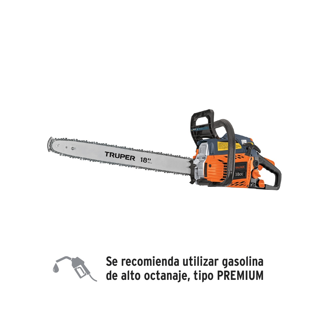 MOT-3818 | Motosierra 38 cc a gasolina con barra de 18', Truper