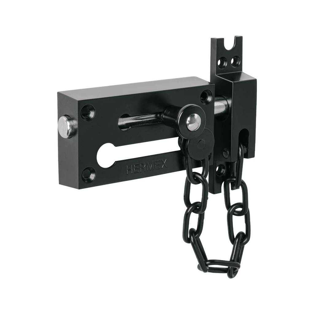 PACA-6 | Pasador con cadena para puerta, acabado negro, HERMEX