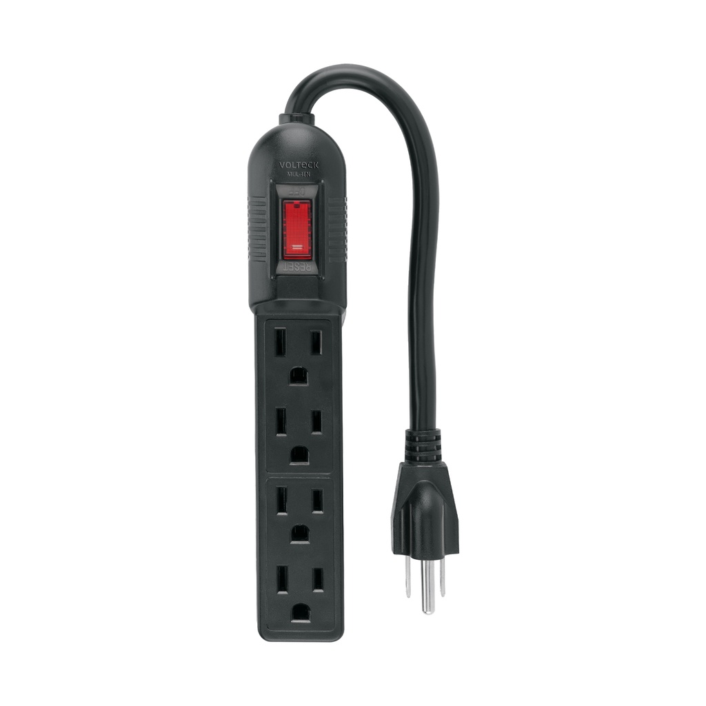 MUL-4EN | Multicontacto económico 4 entradas, negro, VOLTECK