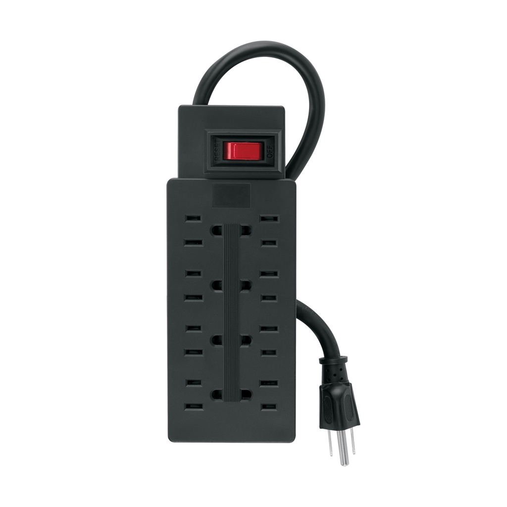 MUL-8N | Multicontacto de uso rudo con 8 entradas, negro, VOLTECK