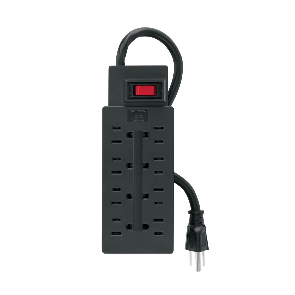 MUL-811N | Multicontacto uso rudo 8 entradas sup. de picos 460 J, negro