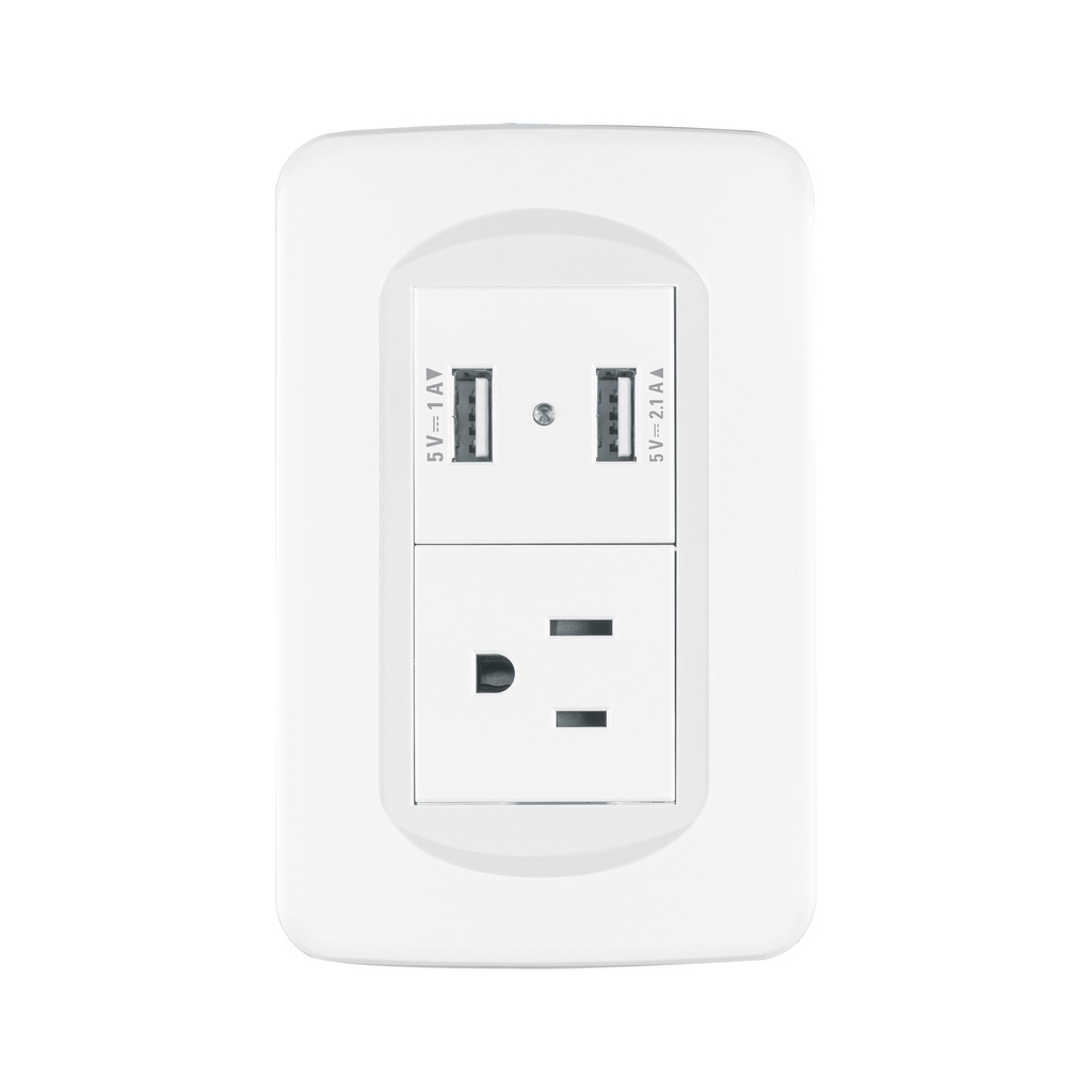 COUSB-TB | Placa armada 1contacto y 2 puertos USB 1.5 módulos, Toledo