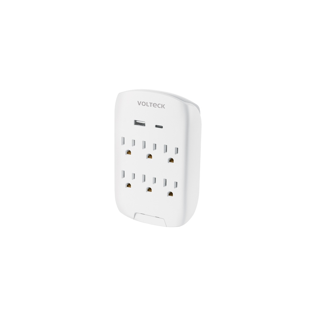 MUL-682U | Multicontacto de pared, 800 Joules, 6 contactos y 2 USB A+C