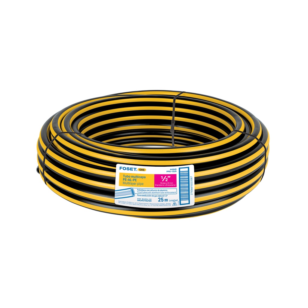PPG-1225 | Metro de manguera para gas, 1/2' PE-AL-PE en rollo de 25m
