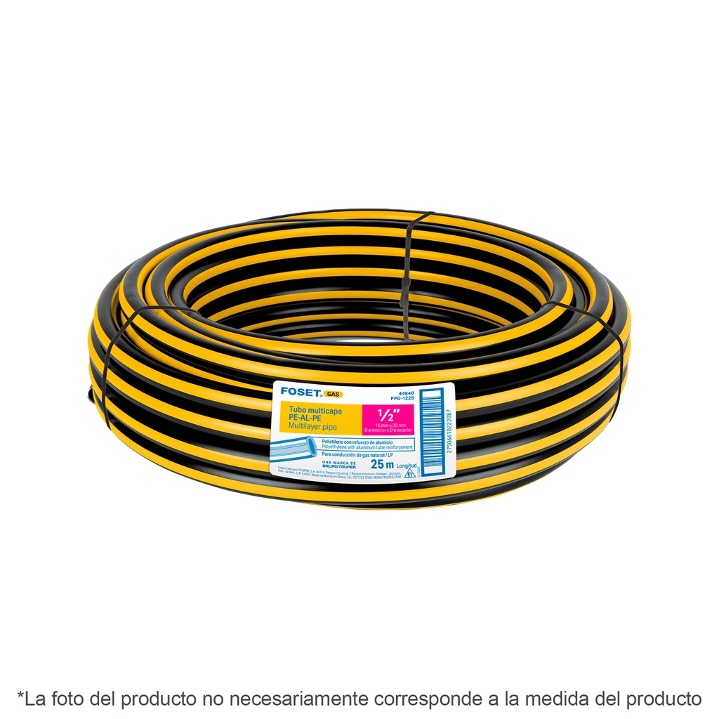 PPG-3425 | Metro de manguera para gas, 3/4' PE-AL-PE en rollo de 25m