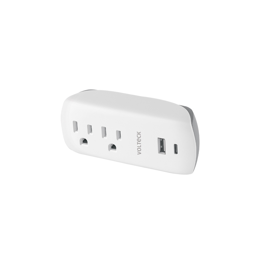 MUL-202U | Multicontacto de pared, 2 contactos y 2 USB A+C, VOLTECK
